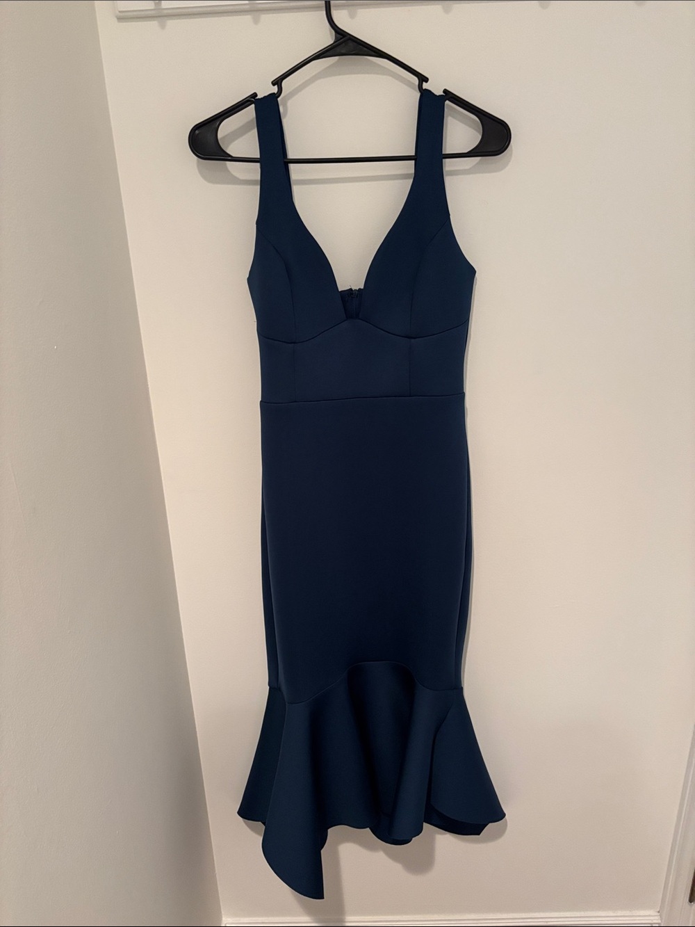 ASOS Navy Fitted V-Neck High-Low Mermaid Dress